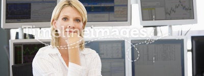 Portrait Of Stock Trader In Front Of Computer
