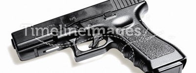 Gun. Modern semiautomatic hand gun, Glock pistol firearm