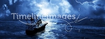 Sailing-ship in time of storm