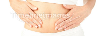 Woman with hands on her stomach