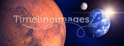 Mars, Earth and the Moon