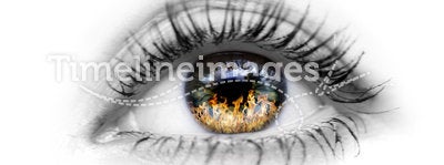 Eye with fire in the eyes