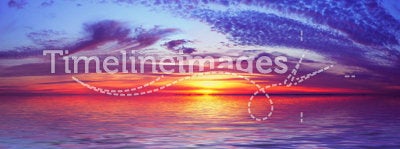 Bay Beach Sunset. Glorious sunset over a bay beach