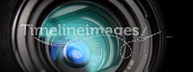 Video camera lens close-up