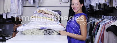 Woman working at a laundry