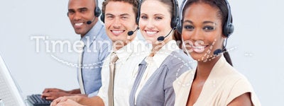 Multi-ethnic customer service representatives