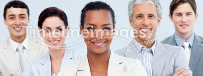 Diverse business people standing with folded arms