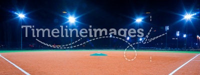 Baseball diamond at night