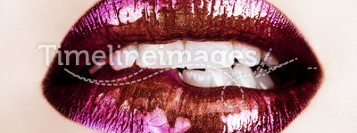 Purple lipstick lips