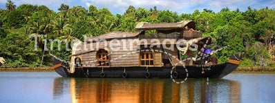 Houseboat in backwaters in India
