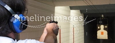 Handgun at shooting range