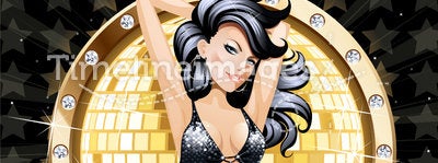 Glamour party background with dancing woman
