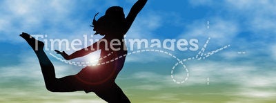 Silhouette Of Woman Jumping Against Sky