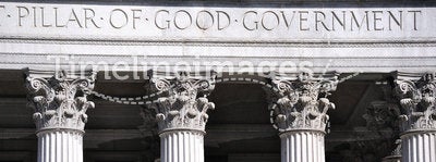 Good Government Court House. Pillar of Good Government inscription on a New York City court house