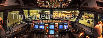 Airbus A330 Cockpit at night
