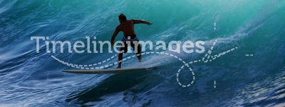 A surfer riding the wave