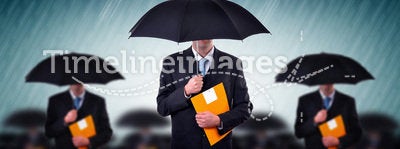 Businessmen in rain