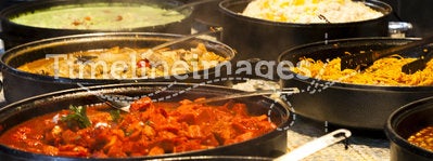 Street food: indian kitchen spicy buffet