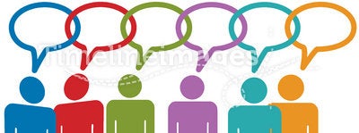 Social media people talk in speech bubble links