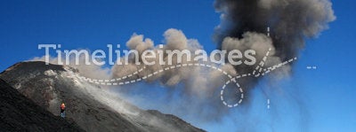 Photographer close to volcano etna