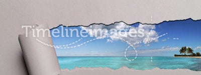 Torn Paper With Caribbean background