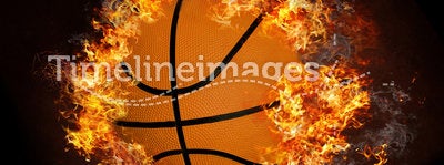 Basketball on hot fire smoke