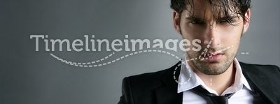 Fashion trendy suit young man hairstyle portrait