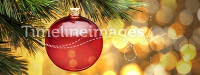 Golden Christmas Tree Scene Lights Background