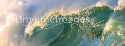 Powerful Crashing Surfing Wave Waimea Bay Hawaii