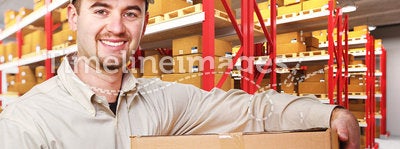 Delivery man in warehouse