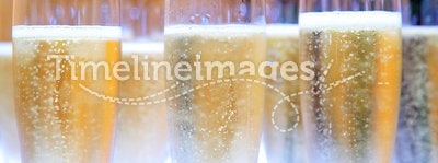 Group of Champagne glasses filled with bubbles