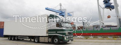 Truck in port waiting for cargo