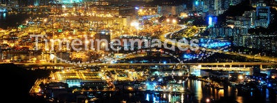 Container Terminal of the night scene