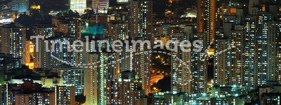 Night scenes of high-density buildings