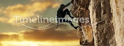 Climber on sunset