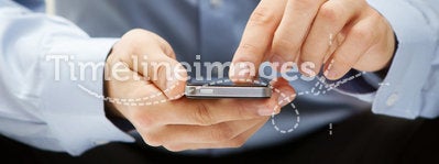 Close up of a man using smart phone