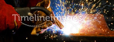 Welding steel and sparks