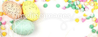 Easter Egg Straw Framed Background