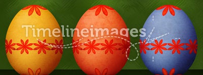 Festive Orange, Blue & Yellow Retro Easter Eggs