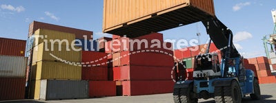 Large forklift-truck in port