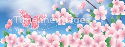 Spring card with sakura and butterfly