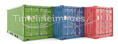 Cargo containers on white background