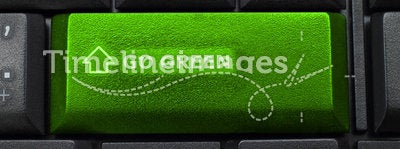 Go green button on keyboard background