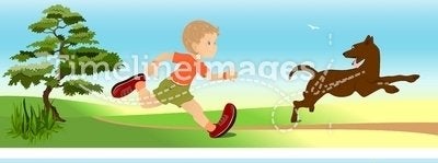 Boy and dog playing, cdr vector
