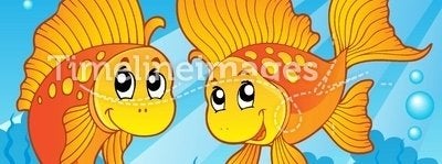 Two cute goldfishes