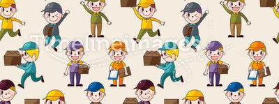 Express delivery people seamless pattern