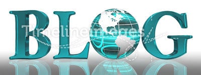 Blog word and blue earth globe