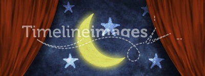 Theater stage with moon and stars