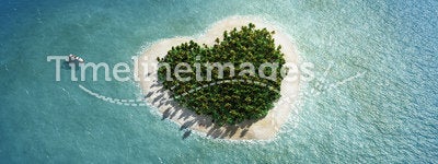Heart-shaped tropical island
