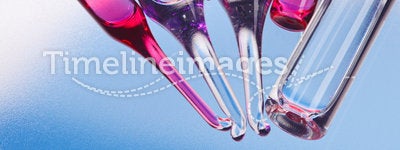 Medical ampoules on red and blue